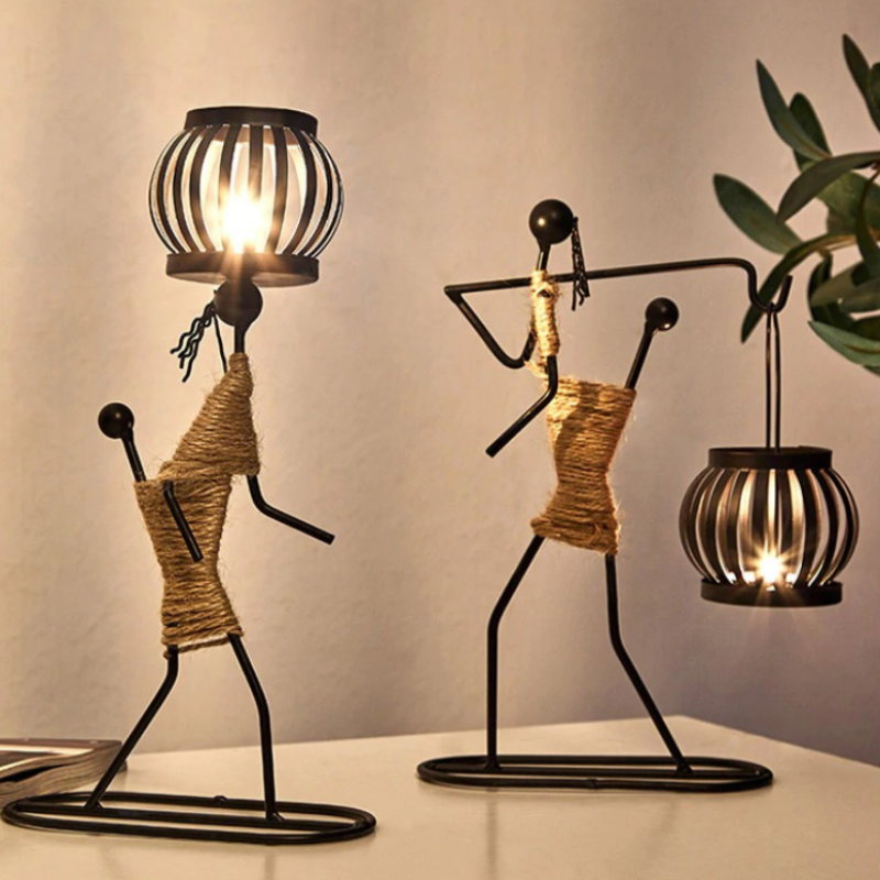 HomeQuill™ Tribal Candle-Holding Figurine - Nordic Side -