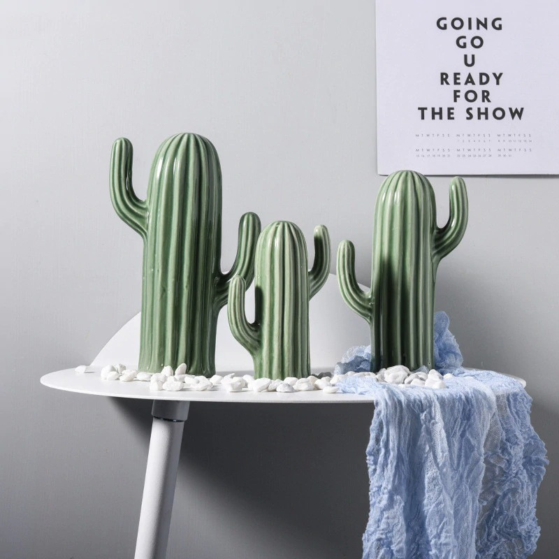 HomeQuill™ Ceramic Cactus Figurines - Nordic Side -