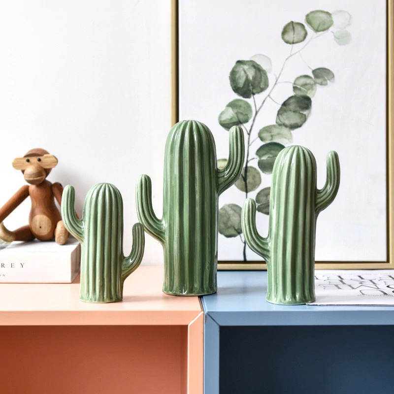 HomeQuill™ Ceramic Cactus Figurines - Nordic Side -