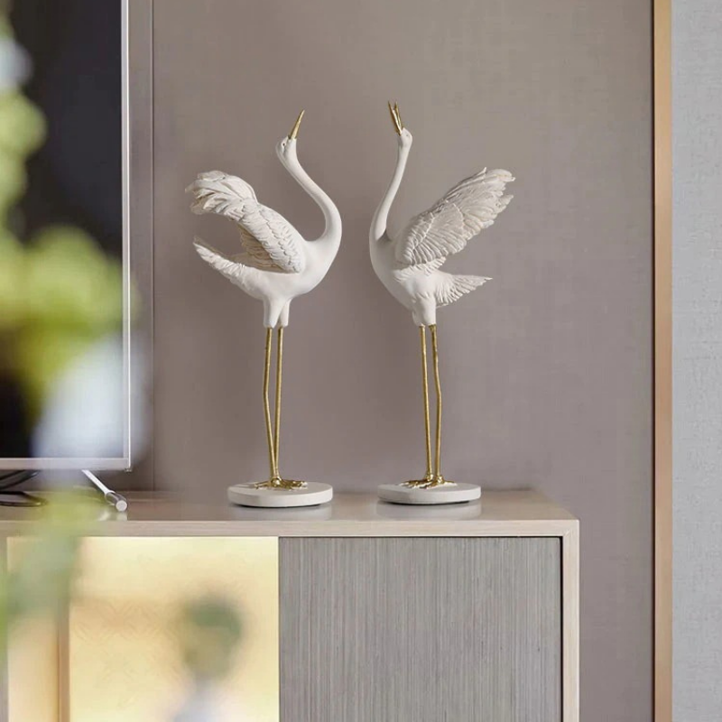 HomeQuill™ Classical Crane Statue Set - Nordic Side -