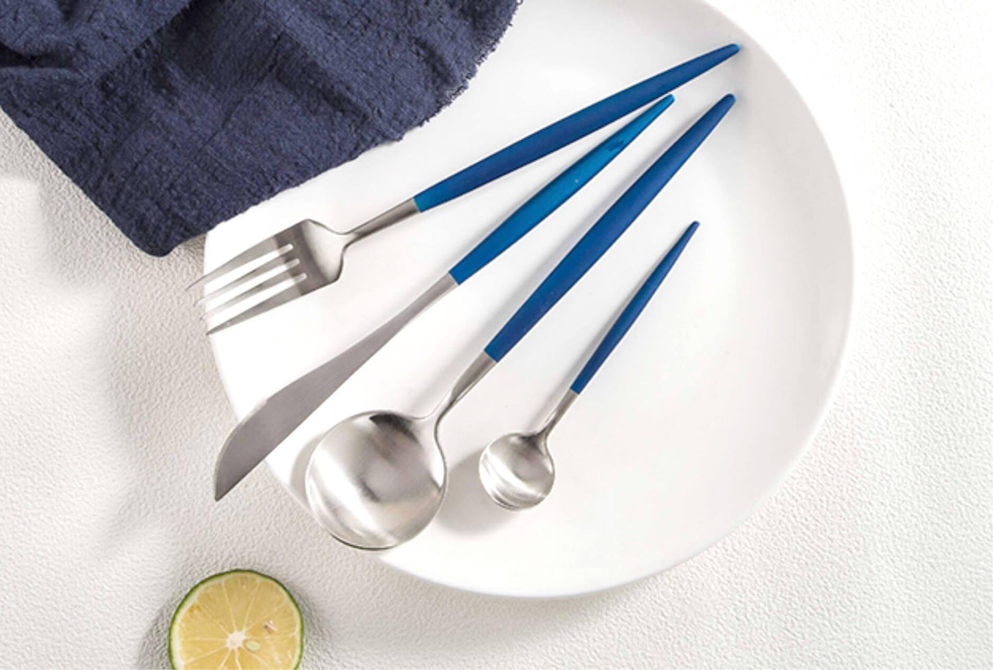 4 Pcs Blue & Silver Cutlery Set - Nordic Side -
