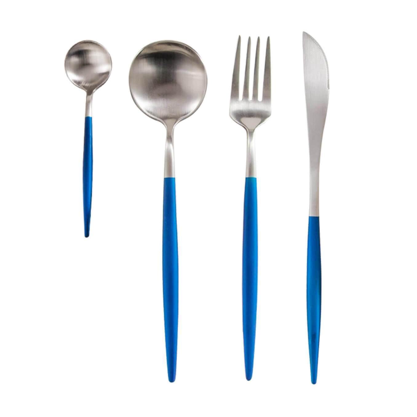 4 Pcs Blue & Silver Cutlery Set - Nordic Side -