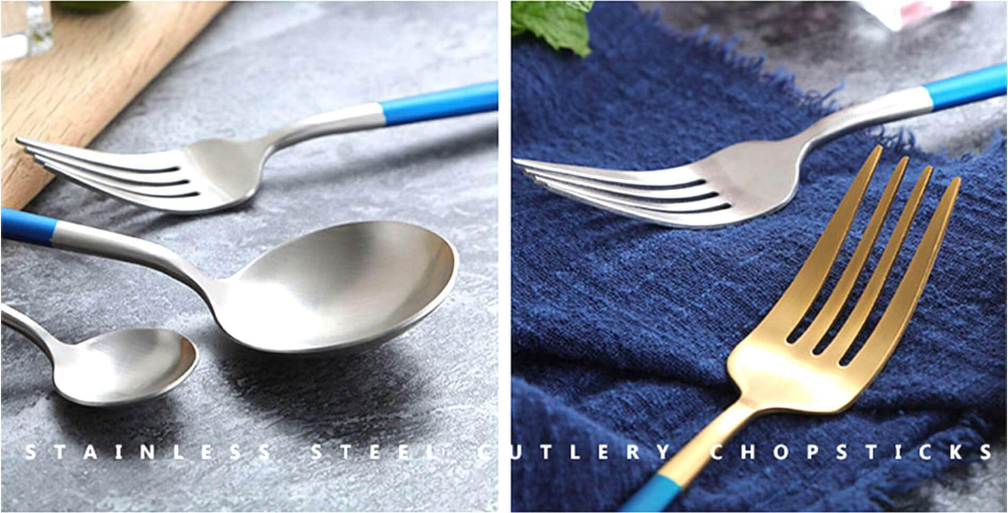 4 Pcs Blue & Silver Cutlery Set - Nordic Side -