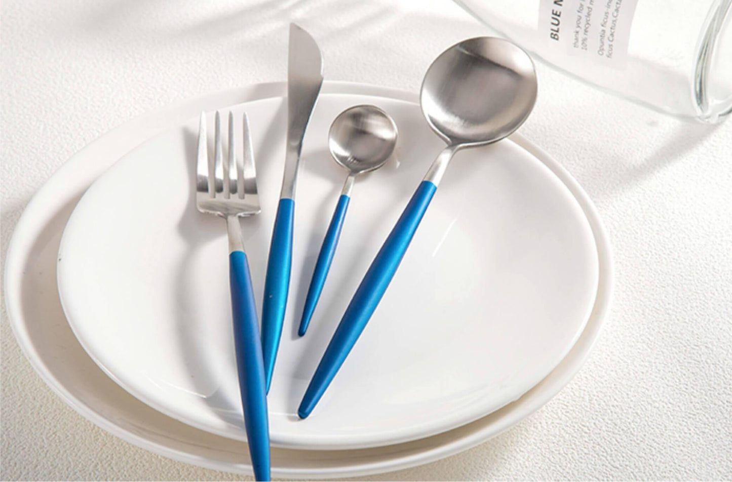 4 Pcs Blue & Silver Cutlery Set - Nordic Side -