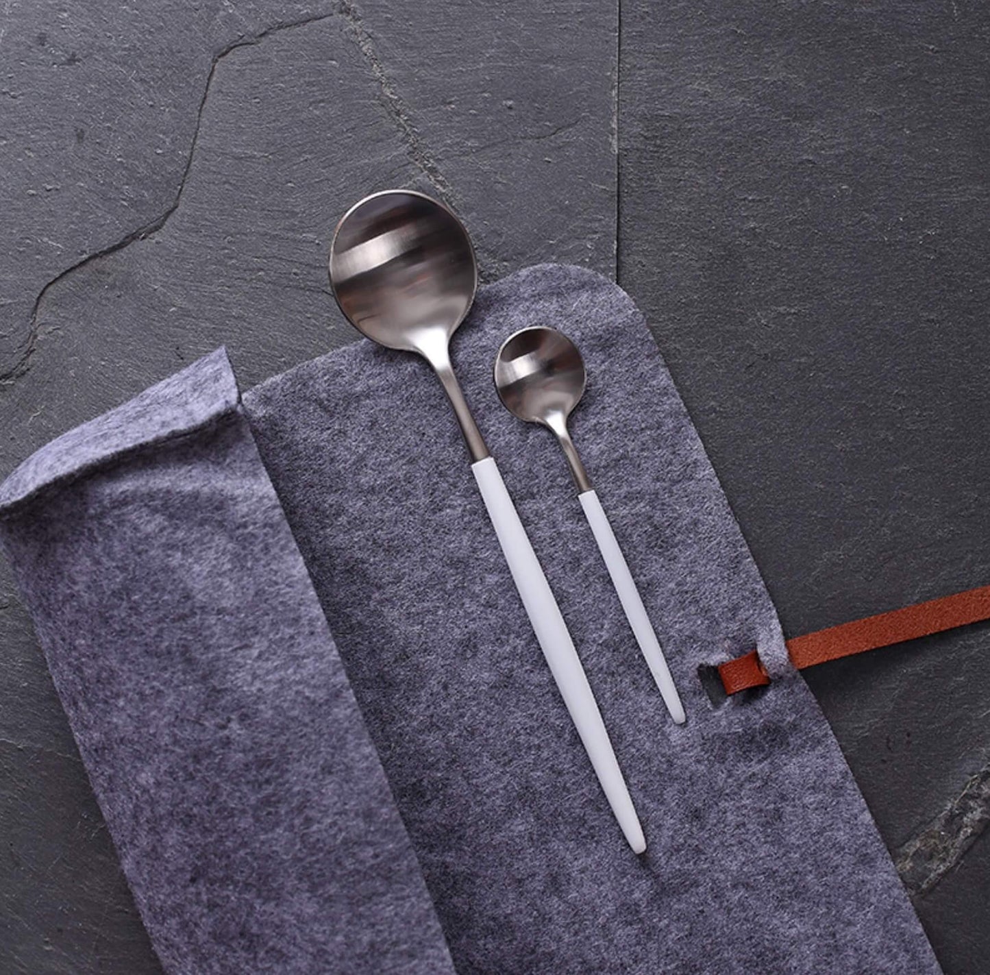 4 Pcs White & Silver Cutlery Set - Nordic Side -