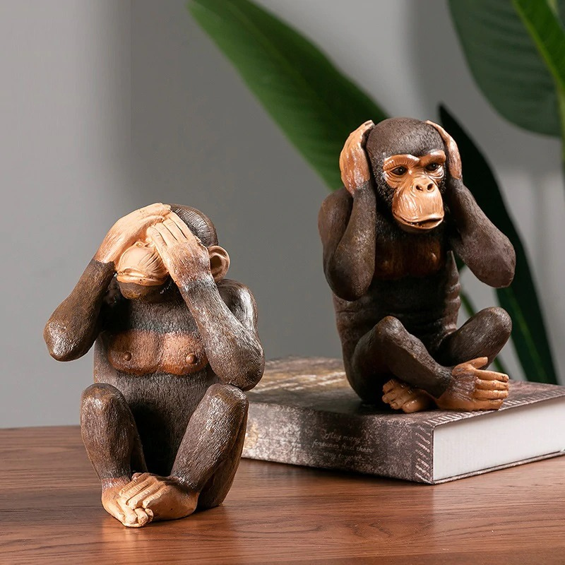 HomeQuill™ Three Wise Monkeys Figurines - Nordic Side -
