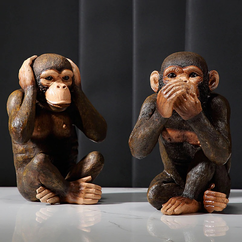 HomeQuill™ Three Wise Monkeys Figurines - Nordic Side -