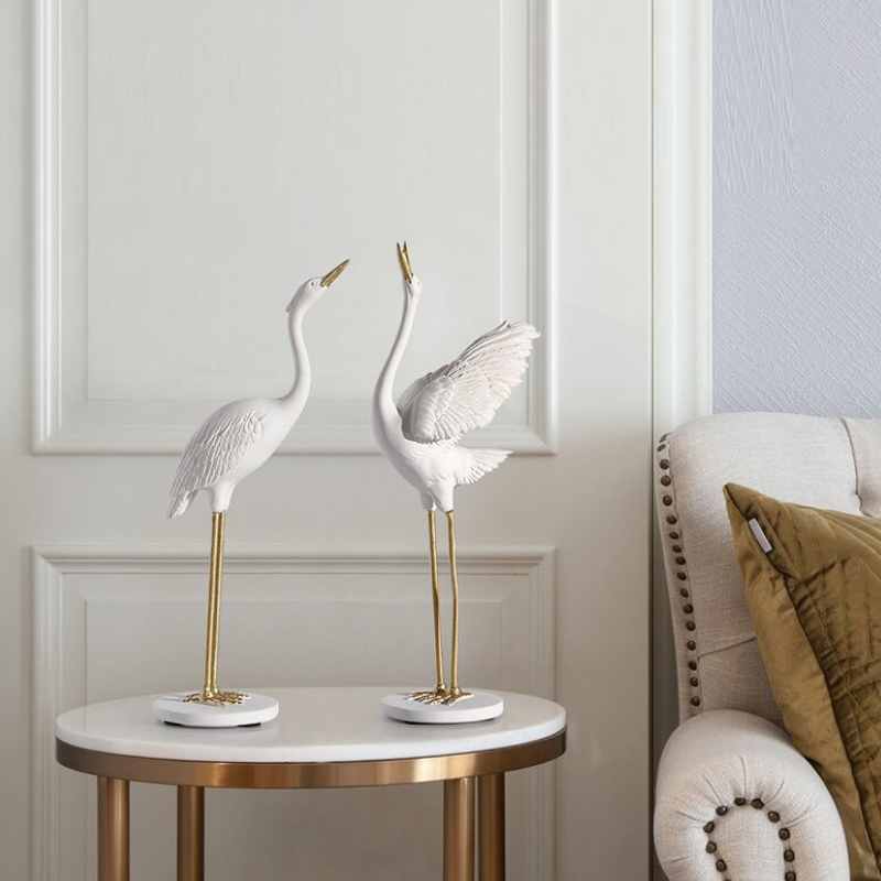 HomeQuill™ Classical Crane Statue Set - Nordic Side -