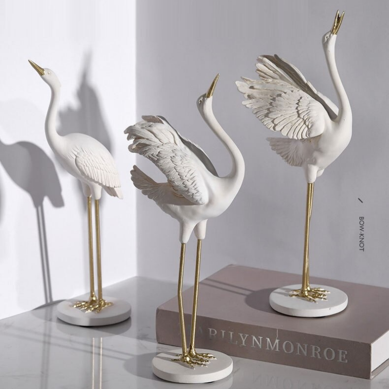 HomeQuill™ Classical Crane Statue Set - Nordic Side -