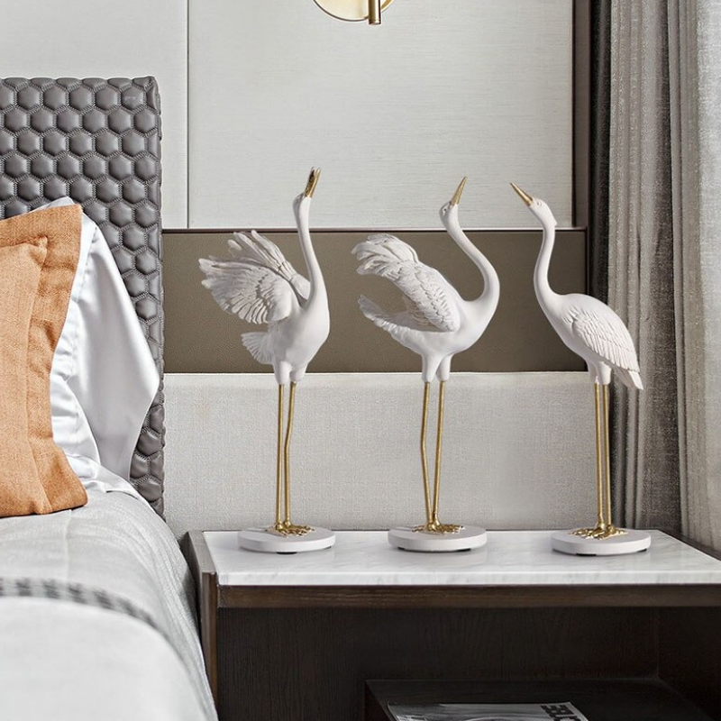 HomeQuill™ Classical Crane Statue Set - Nordic Side -