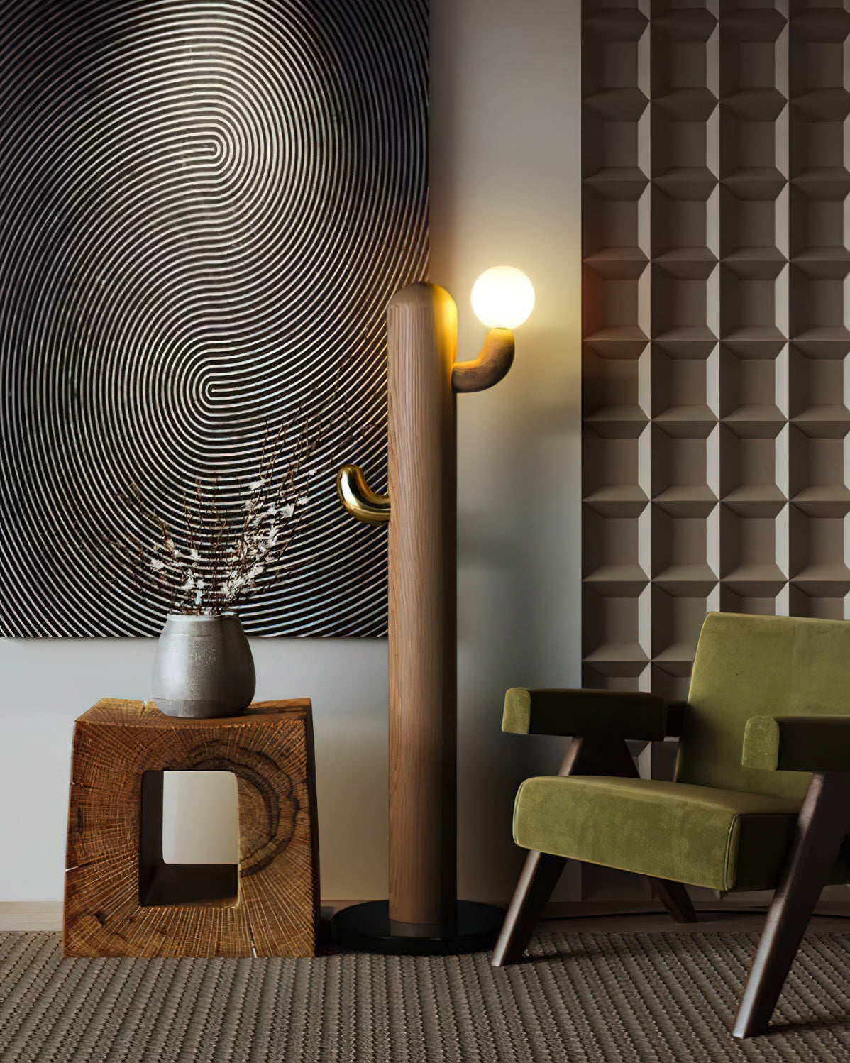 Cactus Wood Floor Lamp