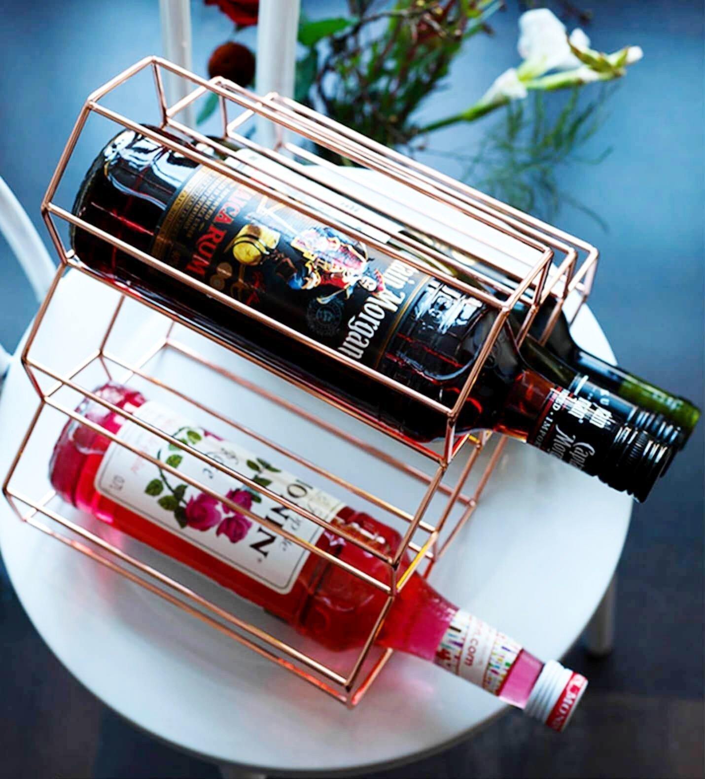 Golden Iron Honeycomb Wine Rack - Nordic Side -