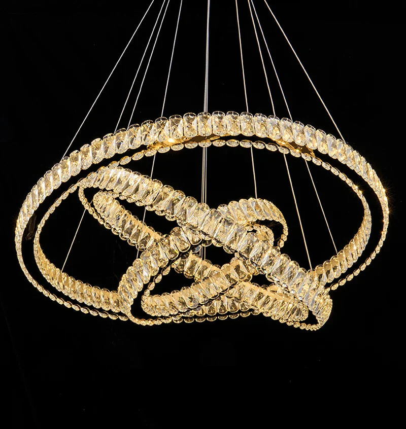 YLK Ring Design Dimmable LED Luxury K9 Crystal light chandelier