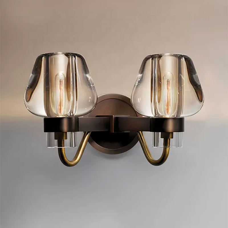 LUX Postmodern Light Luxury Simple Nordic Pure Copper Crystal Wall Lamp