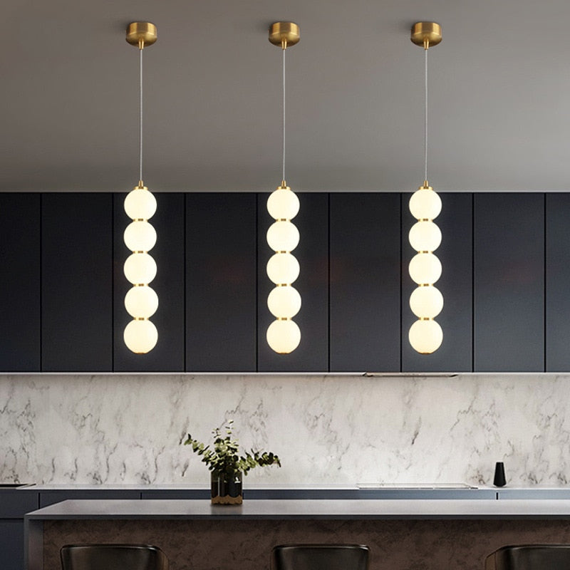 LON Motta - Modern Sugar Gourd String Glass Balls Pendant Lights