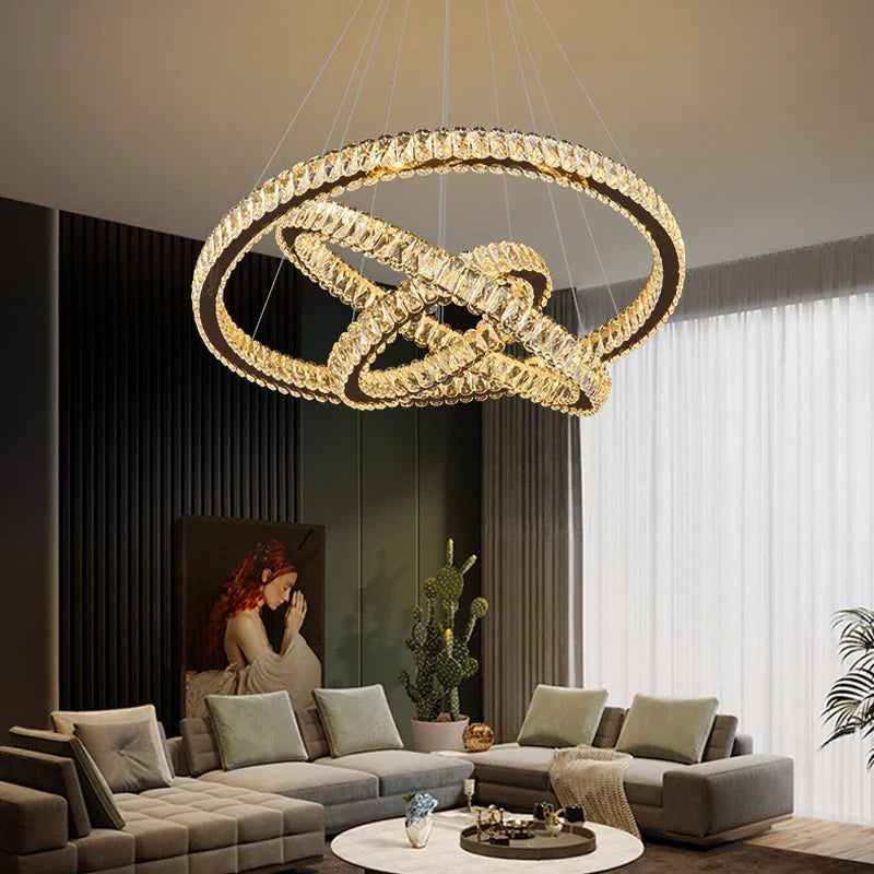 YLK Ring Design Dimmable LED Luxury K9 Crystal light chandelier