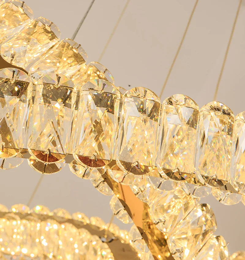 YLK Ring Design Dimmable LED Luxury K9 Crystal light chandelier
