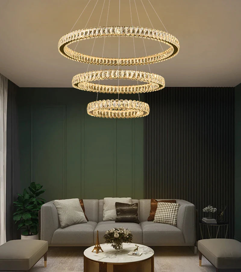 YLK Ring Design Dimmable LED Luxury K9 Crystal light chandelier