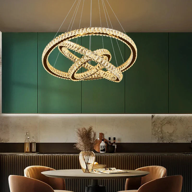 YLK Ring Design Dimmable LED Luxury K9 Crystal light chandelier