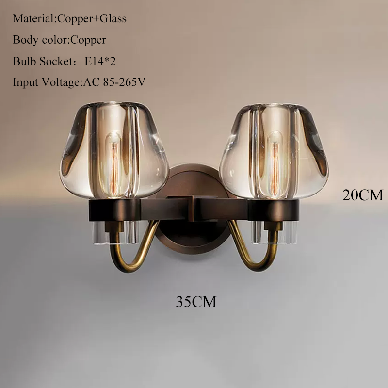 LUX Postmodern Light Luxury Simple Nordic Pure Copper Crystal Wall Lamp