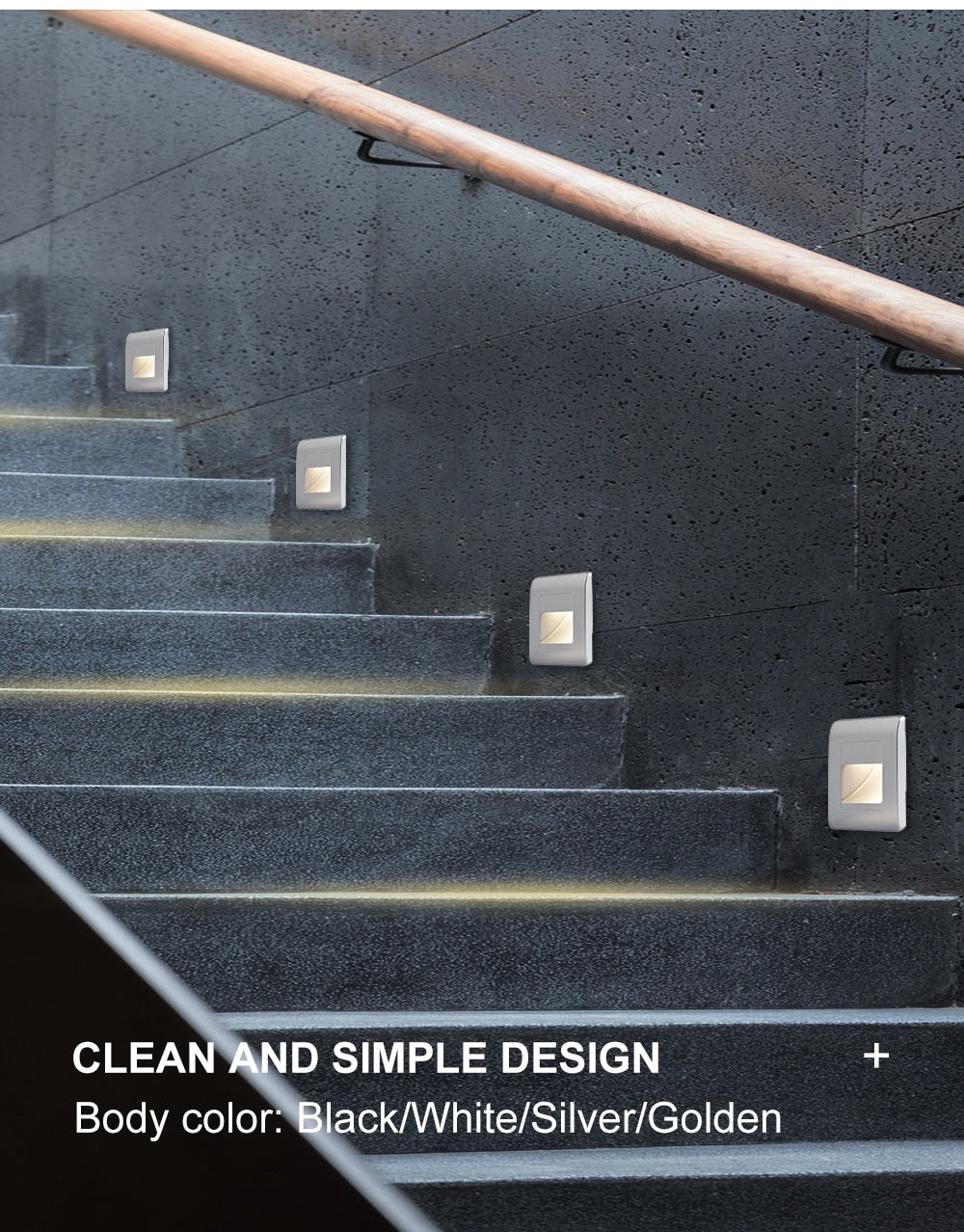 EB Brone - Led Stair Light 4 Colors PIR Sensor Recessed Footlight