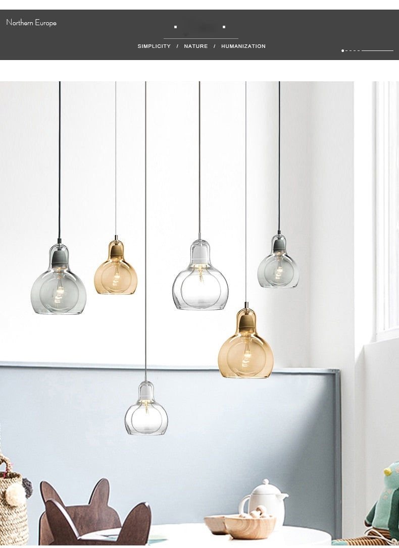 LON Mannie - Modern Glass LED Pendant Lights Retro Dining Room