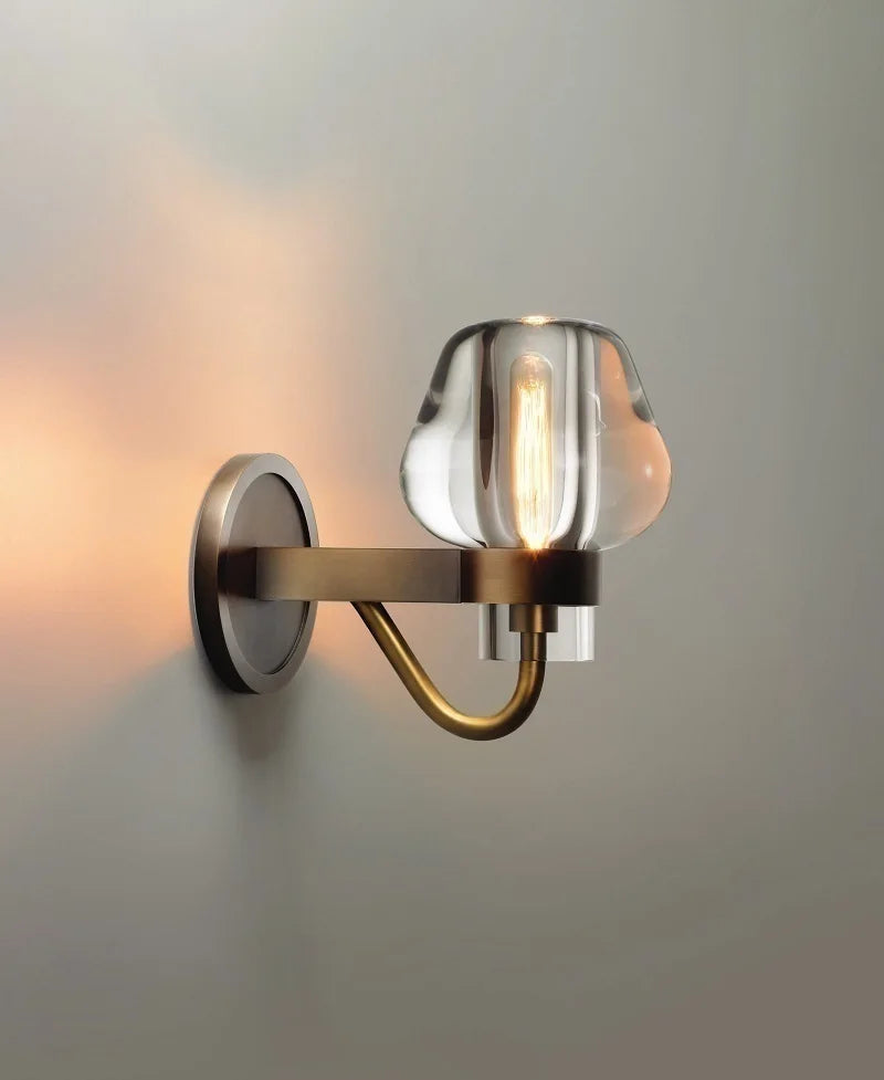 LUX Postmodern Light Luxury Simple Nordic Pure Copper Crystal Wall Lamp