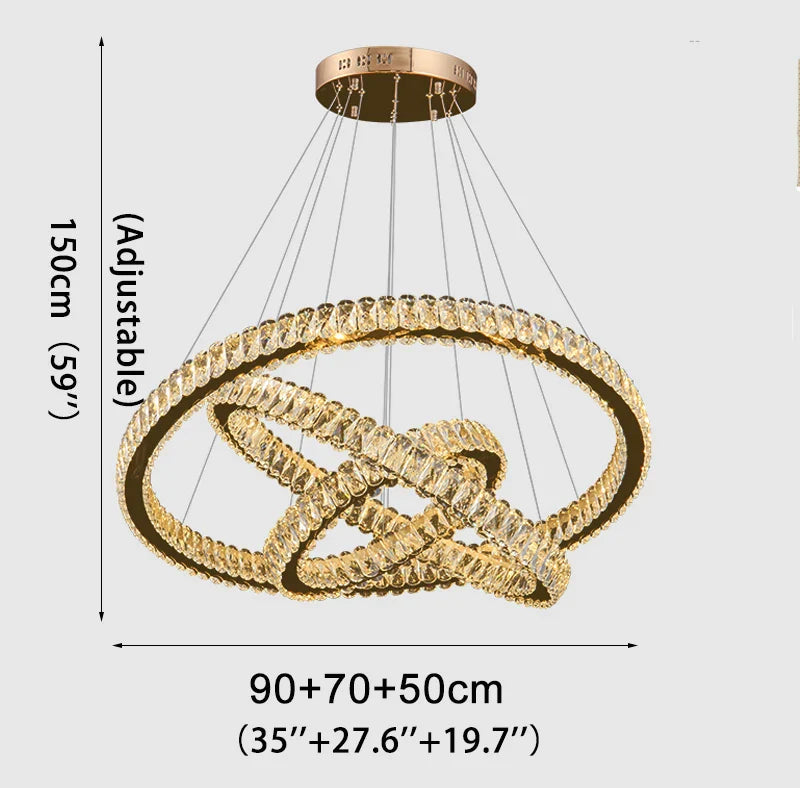 YLK Ring Design Dimmable LED Luxury K9 Crystal light chandelier