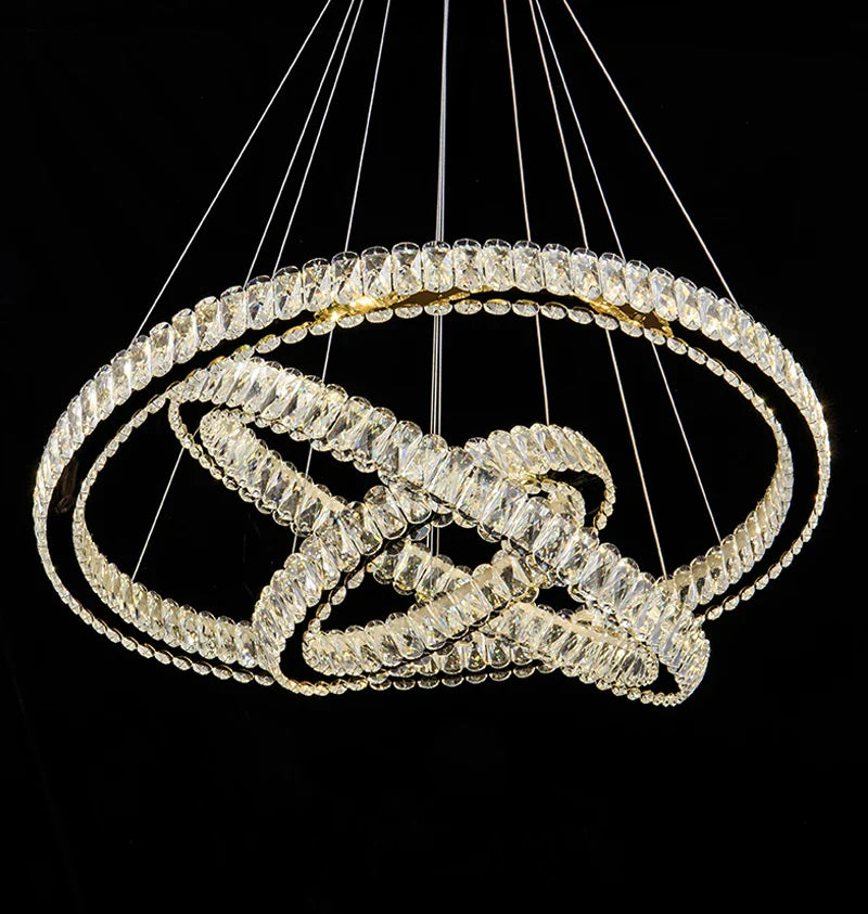 YLK Ring Design Dimmable LED Luxury K9 Crystal light chandelier