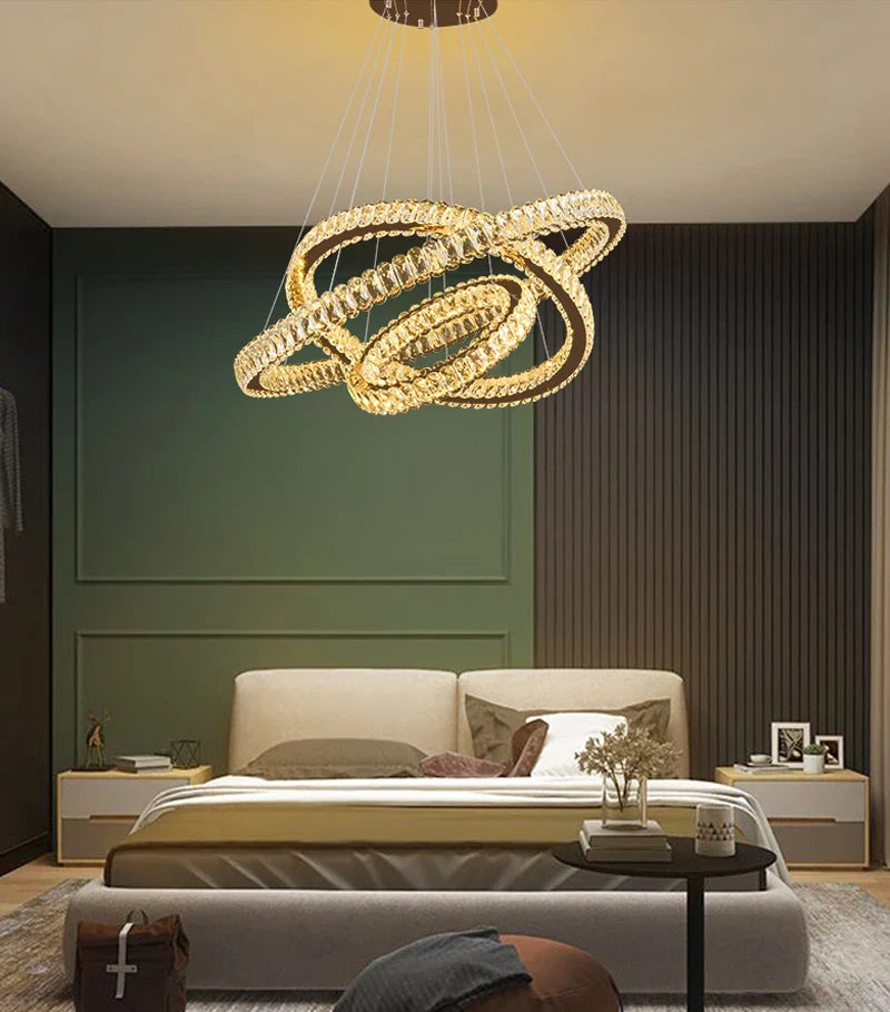 YLK Ring Design Dimmable LED Luxury K9 Crystal light chandelier