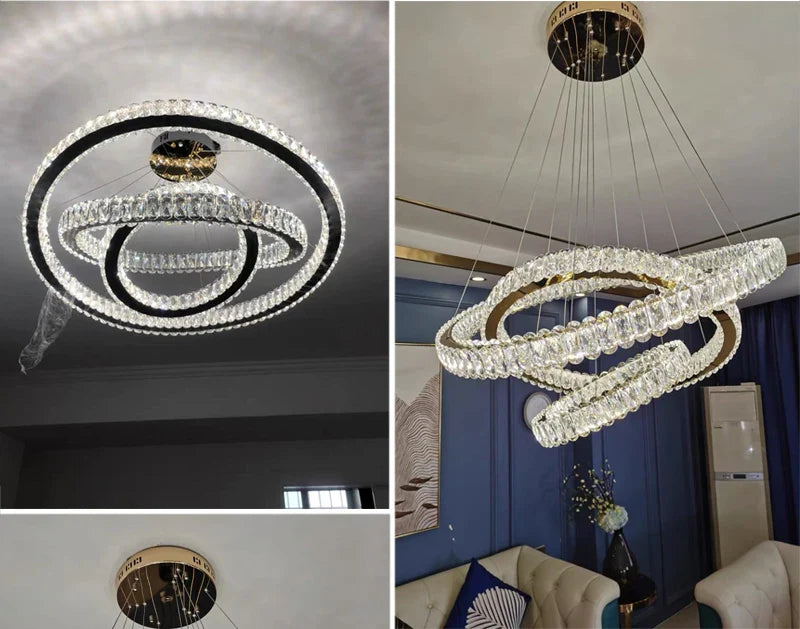 YLK Ring Design Dimmable LED Luxury K9 Crystal light chandelier