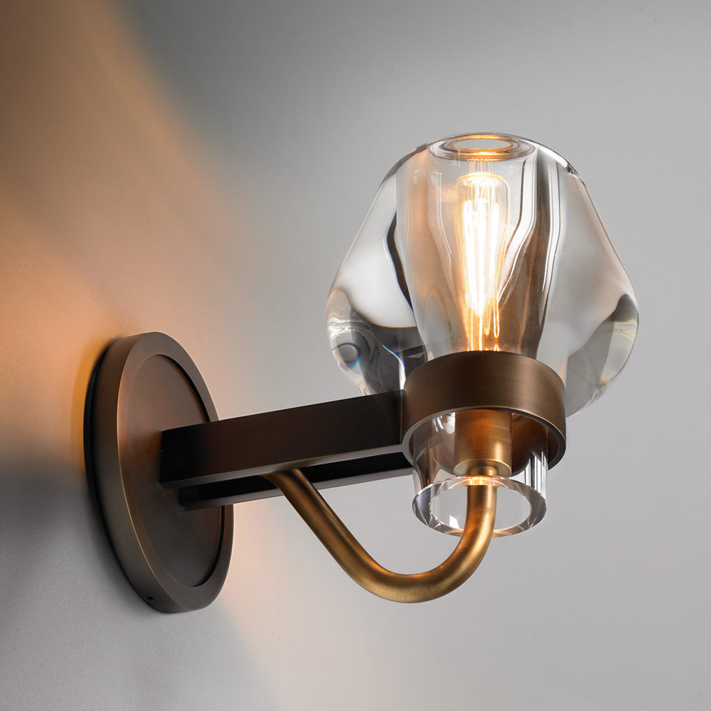 LUX Postmodern Light Luxury Simple Nordic Pure Copper Crystal Wall Lamp