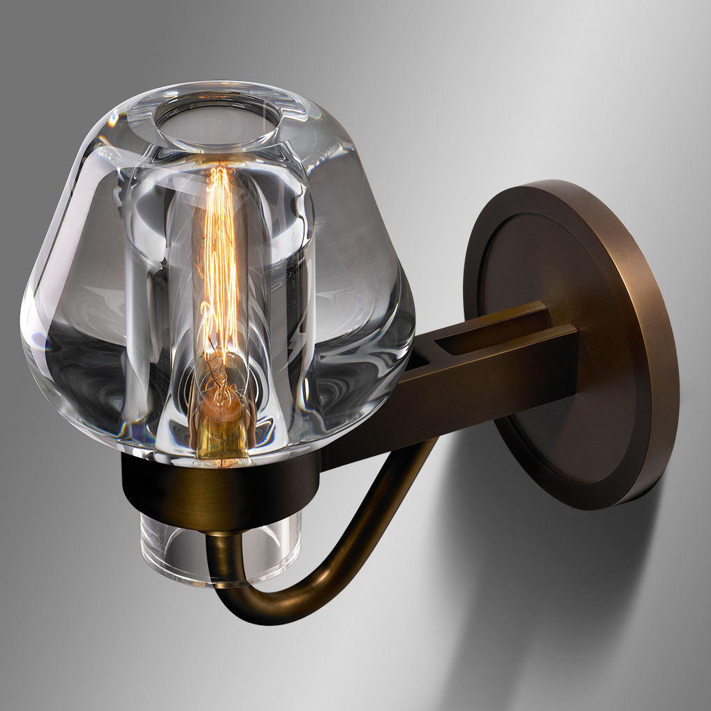 LUX Postmodern Light Luxury Simple Nordic Pure Copper Crystal Wall Lamp