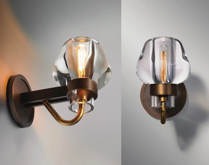 LUX Postmodern Light Luxury Simple Nordic Pure Copper Crystal Wall Lamp