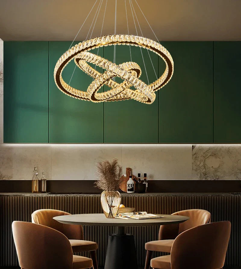 YLK Ring Design Dimmable LED Luxury K9 Crystal light chandelier