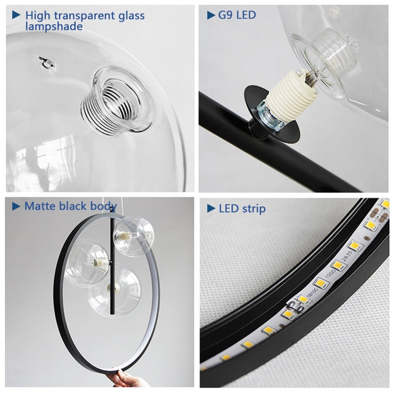 Modern Glass Bubble Round Pendant Lighting G9