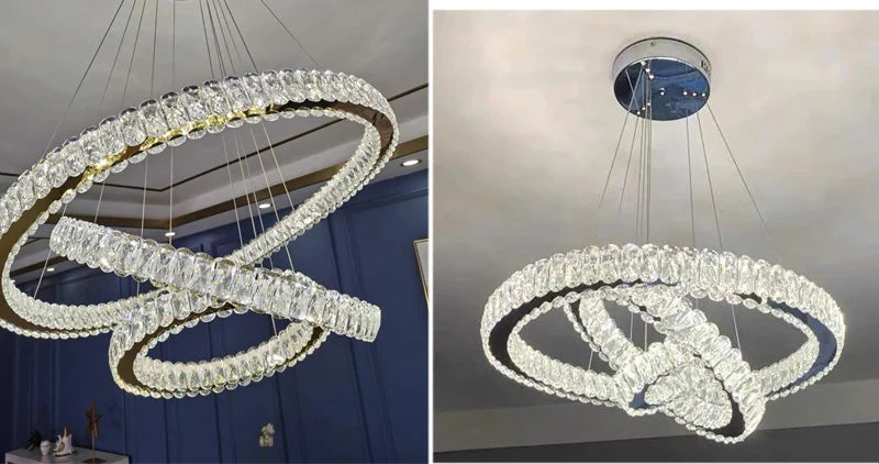 YLK Ring Design Dimmable LED Luxury K9 Crystal light chandelier