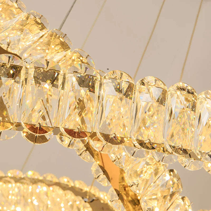 YLK Ring Design Dimmable LED Luxury K9 Crystal light chandelier