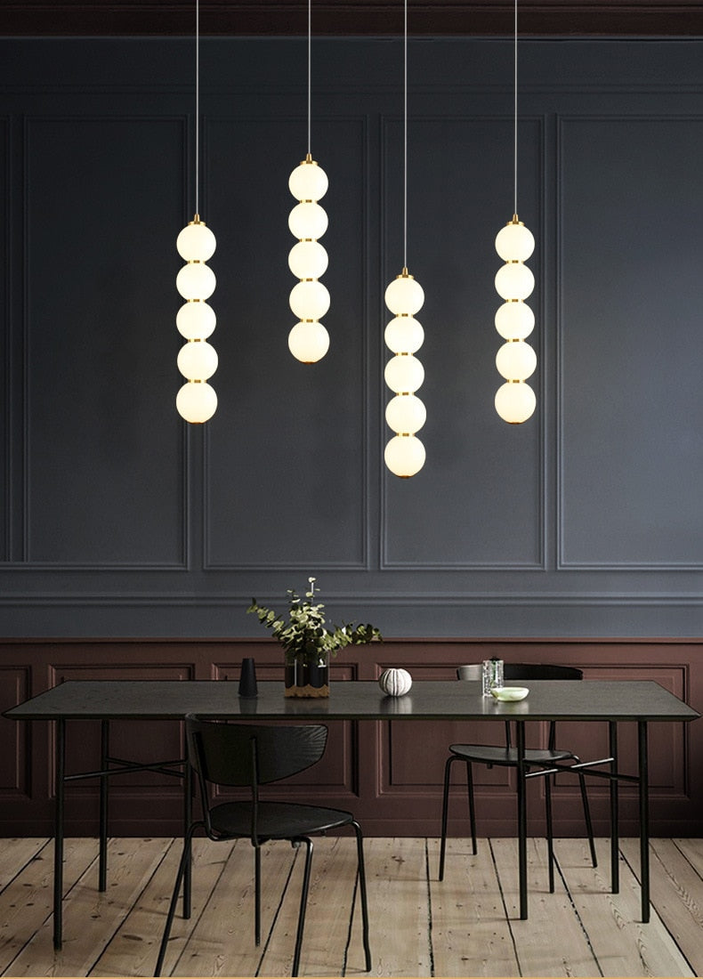 LON Motta - Modern Sugar Gourd String Glass Balls Pendant Lights