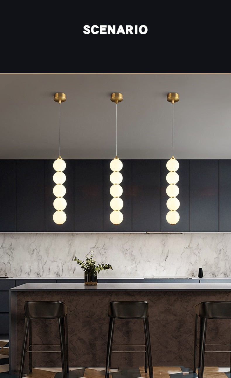 LON Motta - Modern Sugar Gourd String Glass Balls Pendant Lights