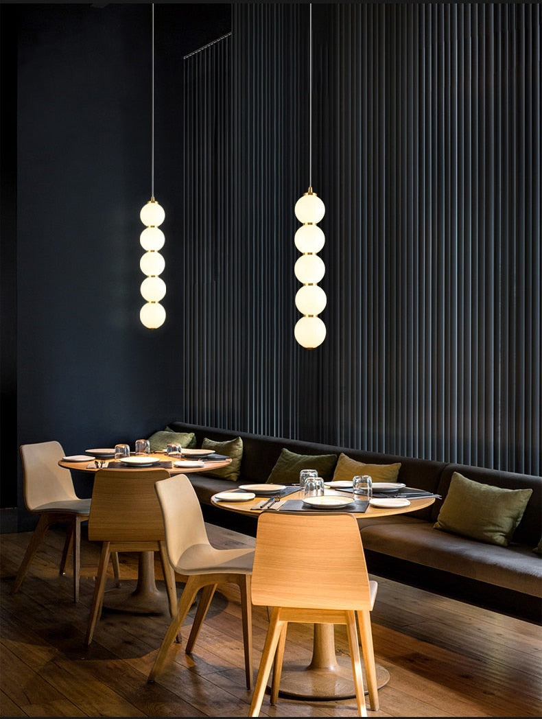 LON Motta - Modern Sugar Gourd String Glass Balls Pendant Lights