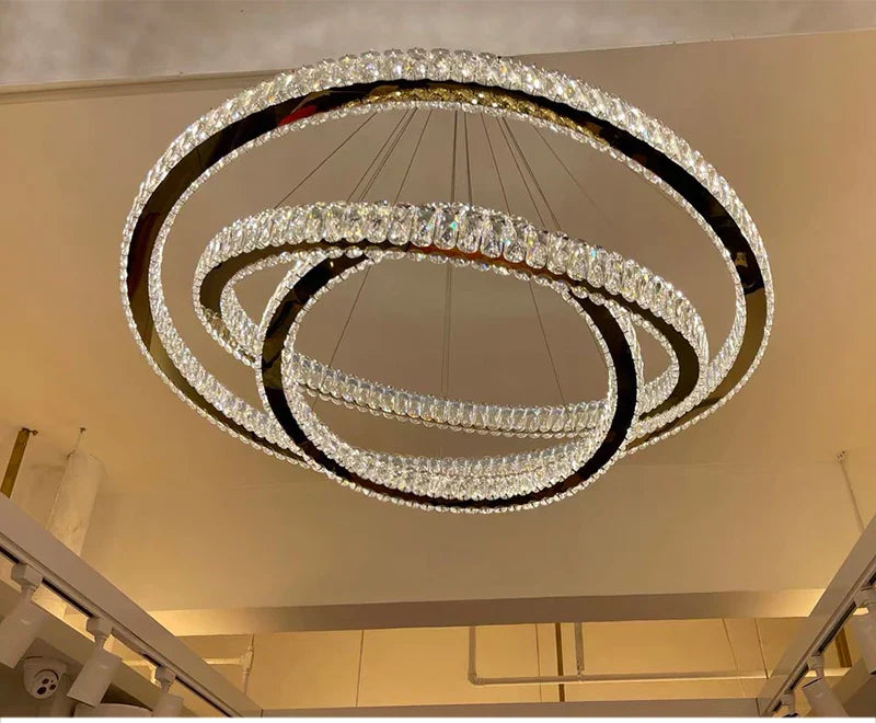 YLK Ring Design Dimmable LED Luxury K9 Crystal light chandelier