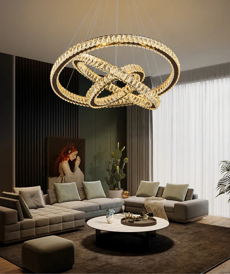 YLK Ring Design Dimmable LED Luxury K9 Crystal light chandelier