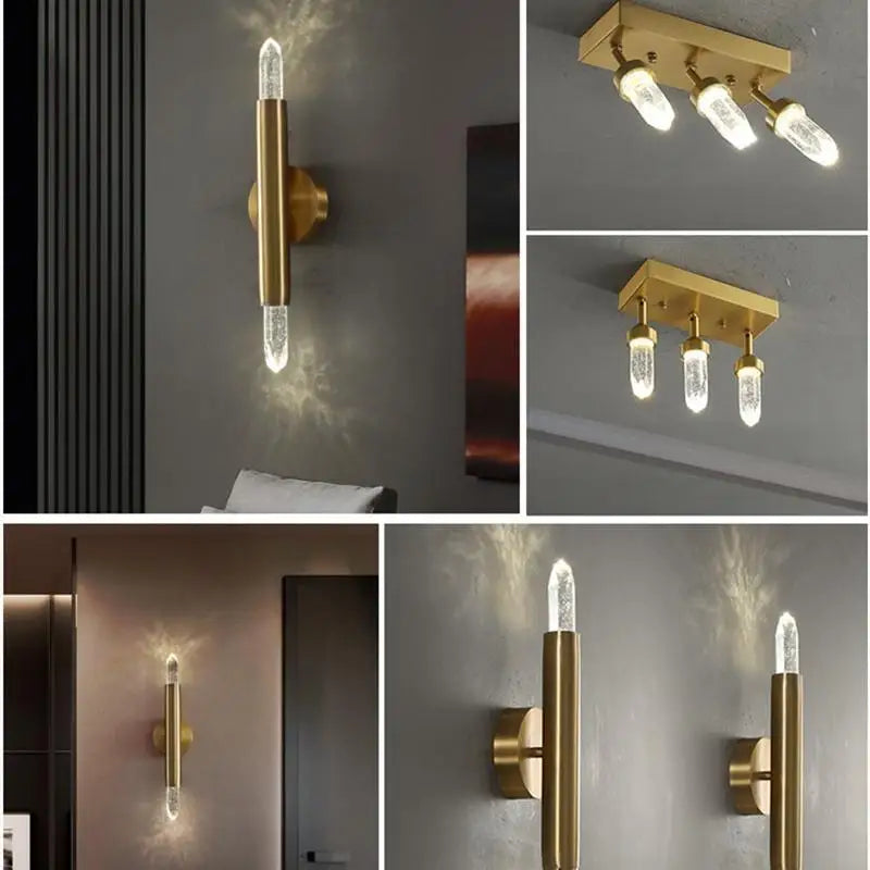 Ceiling / Wall Modern Gold Copper Indoor LED Decorative Crystal Aisle Light Corridor