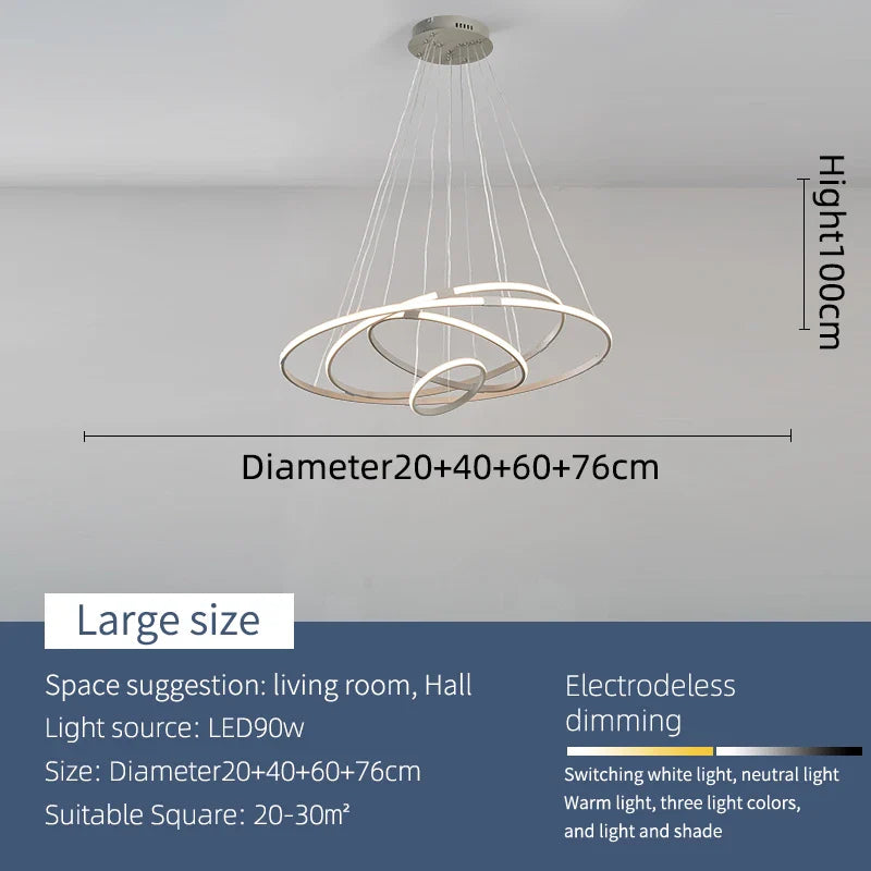NEO Zessoz Modern Led Chandelier Light Balck/Grey/Golden Color Lamp