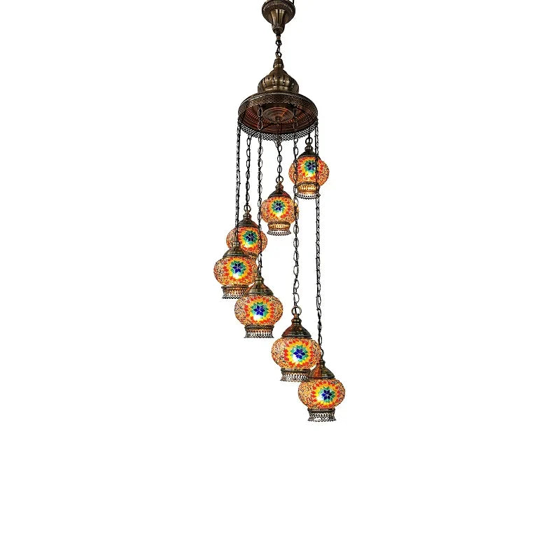 Turkish Colorful Marble Handmade Romantic Chandelier Vintage Glass