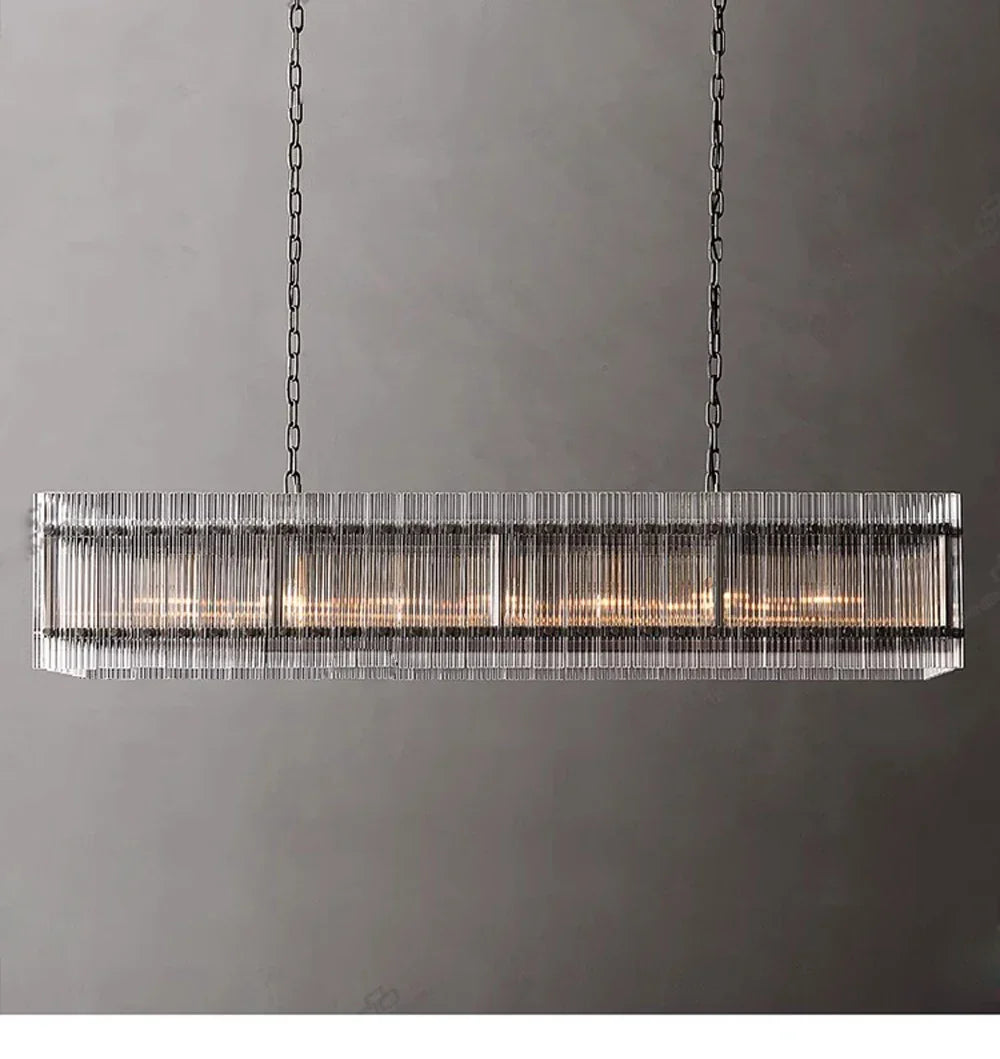 Akolia Rectangular Vintage American LED Dimmable Chandelier Lighting Lustre Suspension