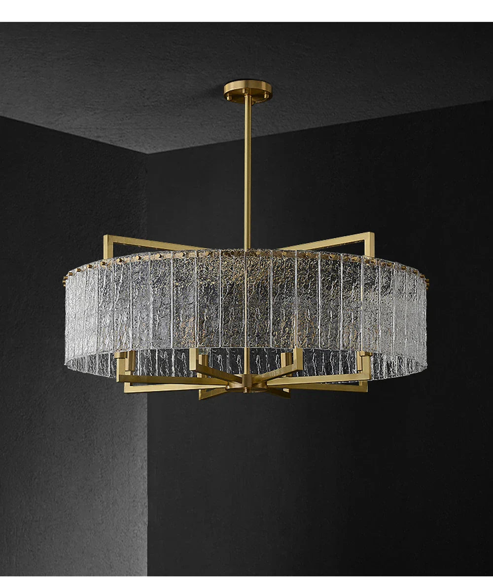 Akolia Rectangular LED Noble Artistic Copper Glass Chandelier Lighting Lustre Suspension