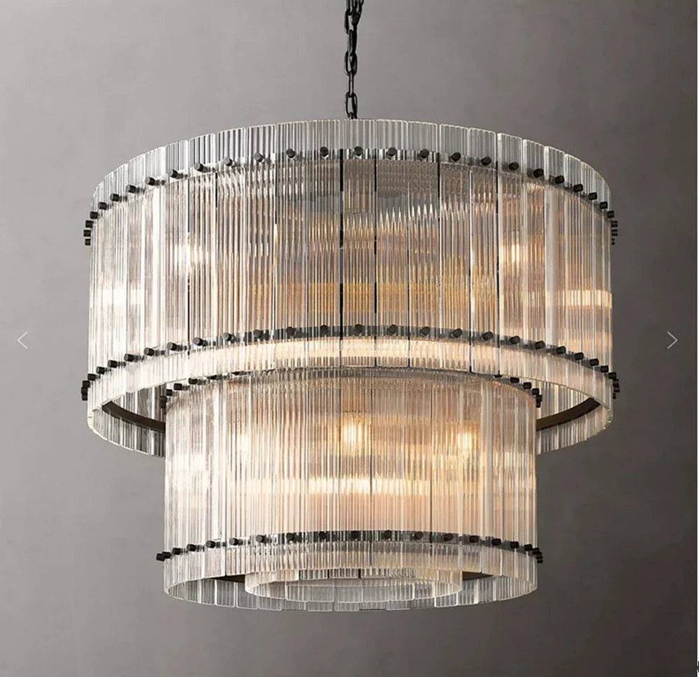 Akolia Rectangular Vintage American LED Dimmable Chandelier Lighting Lustre Suspension