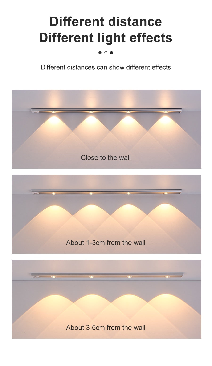 NS Ultra thin LED Light 20/30/40/60CM Cabinet Lamp PIR Motion Sensor Wireless USB Rechargeable